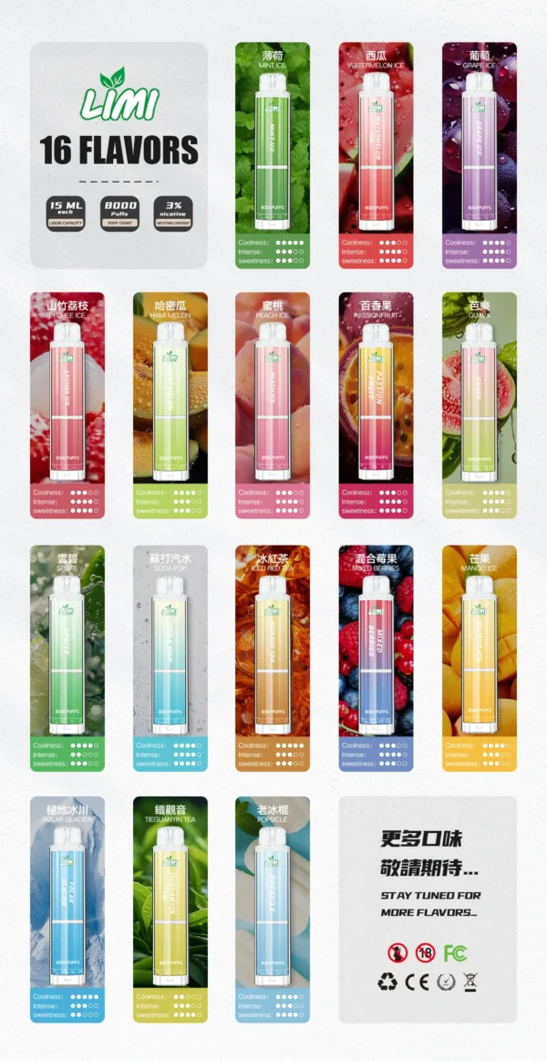 LIMI 8000口 一次性電子煙 LIMI 8000puffs 電子霧化棒 大容量可發光：圖片 2