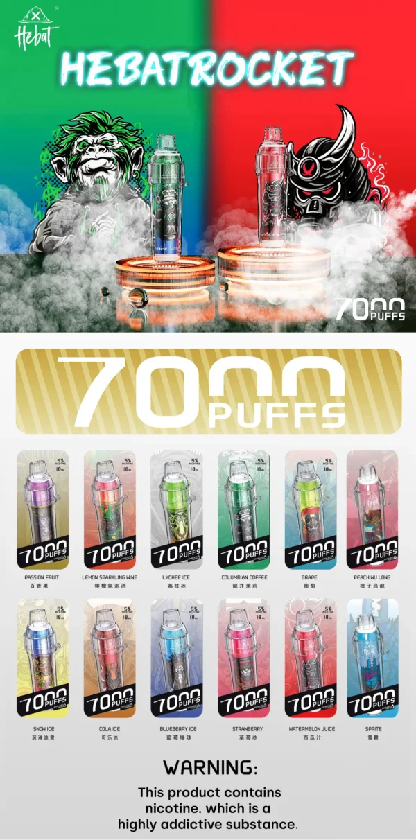 喜貝7000口 Hebat拋棄式 一次性霧化棒 大容量 新手推薦：圖片 5